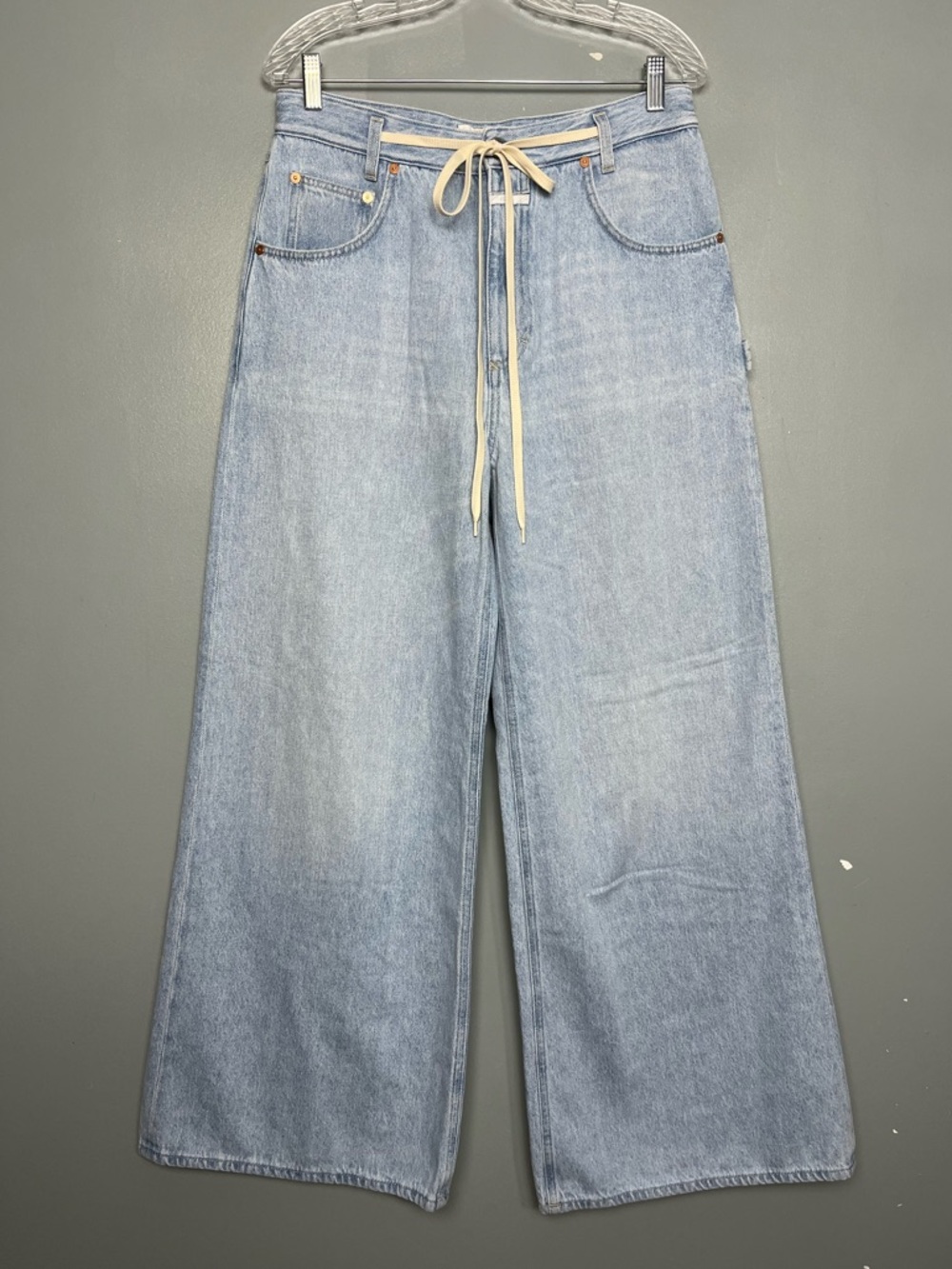 Closed NWT Morus Wide Leg Light Wash Denim Drawstring Jeans Women’s Size 28 - Picture 2 of 9